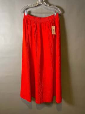 a.new day Red Textured Flowy Maxi Skirt Elastic Waist M NWT